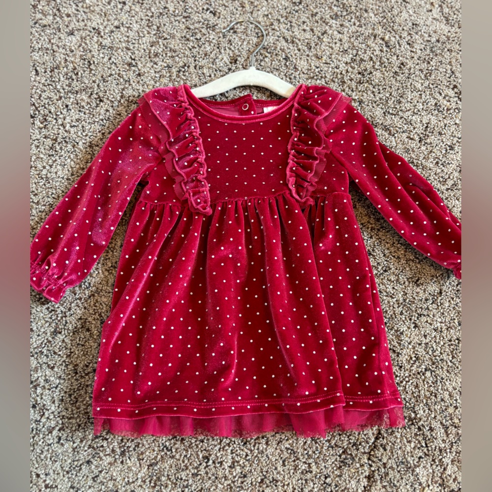 cat and jack velvet red dress 6-9m